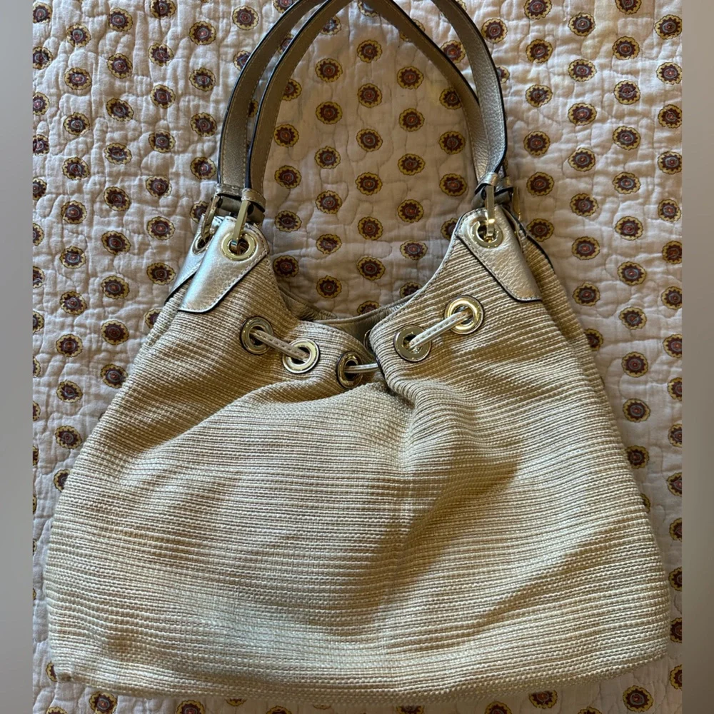 Michael Kors Tan and Gold Shoulder Bag with Tassel Detail